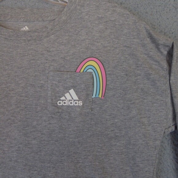 adidas Shirt Women's Small Gray Originals Sport Unites Crop Top Rainbow Pride - Picture 2 of 10